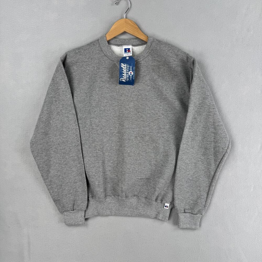 Vintage Russell Athletic Sweatshirt Mens Small Gray Crewneck Fleece Pullover NWT